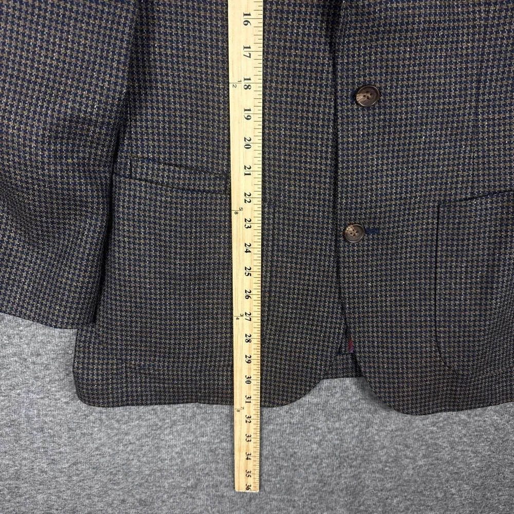Q by Flynt Sport Coat Blazer Mens 40R Brown Houndstooth Tweed Wool Silk Bateman